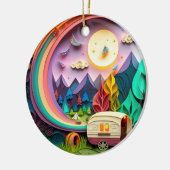 3D Camping Kerstmis Keramisch Ornament (Links)
