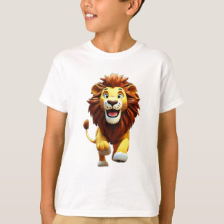 3D Cartoon Lion Hardlopen in het Oerwoud - Leuke K T-shirt