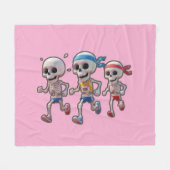 “3D Cartoon Skeleton Race • Funny Running Skeleton Fleece Deken (Voorkant (Horizontaal))