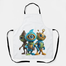 3D Cartoon-thema T-shirt - speels & levendig desi Schort