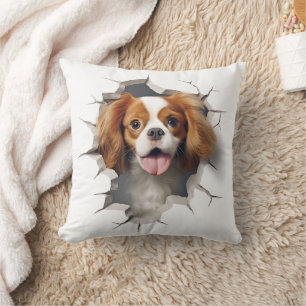 3D Cavalier King Charles Spaniel Gat gebarsten Kussen