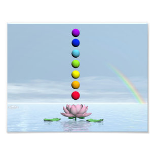 3D Chakras en regenboog - geef terug Foto Afdruk