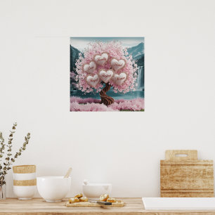 3D Cherry Blossom Tree met Glitter en Intertwine Poster