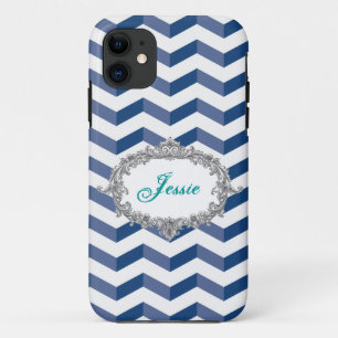 3D Chevrons Blauw/Wit iPhone 5/5S Hoesje Personali