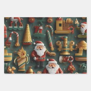 3D Christmas Delight - Santa's Workshop Inpakpapier Vel