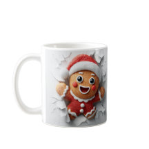 3D Christmas Gingerbread Hole In A Wall Mug Wrap