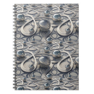 3D Chroom Bollen Abstracte Futuristische Patroon K Notitieboek