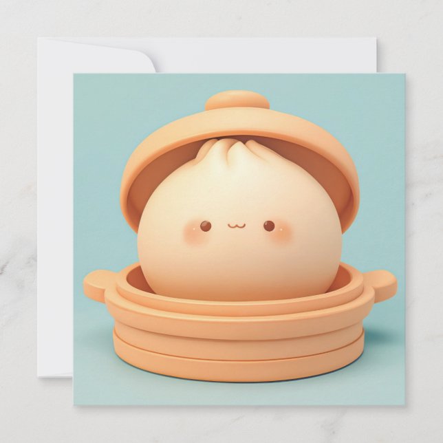 3D Clay Steamed Dumpling in Steamer Pot Postcard (Voorkant)
