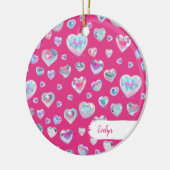 3D Crystal Edelsteen Harten Roze Kerst Keramisch Ornament (Links)