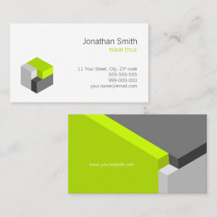 3D Cube Green Grey Architect Logo visitekaartje