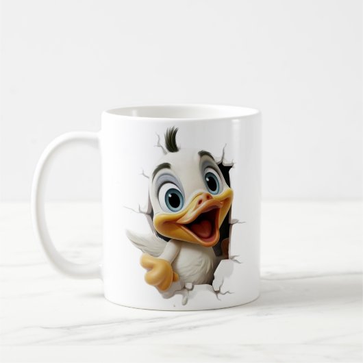 3D Cute Cartoon Duckling Bursting Koffiemok (Links)