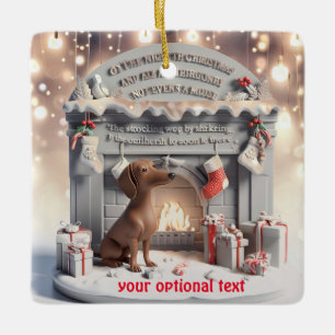 3D Dachshund Duits Kerstornament Keramisch Ornament