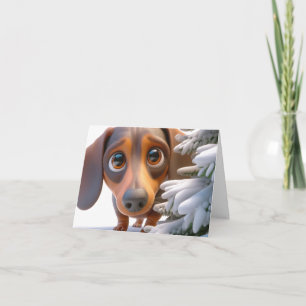 3D Dachshund Geanimeerde Kerstmis Kaart
