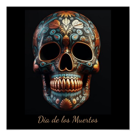 3D Dag van de Dode Schedel, op maat Perfect Poster (Voorkant)