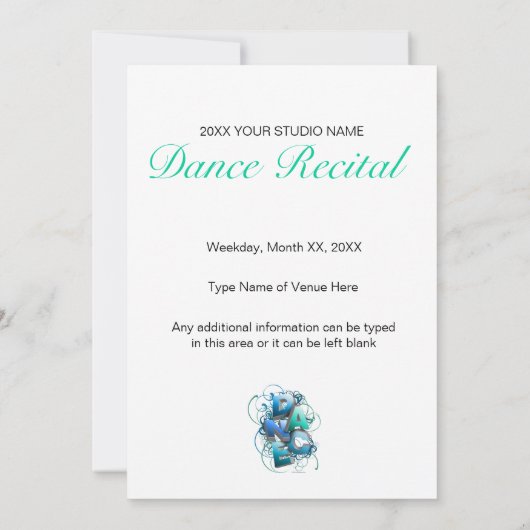 3D Dance (printemps) Considérant Invitation (Dos)