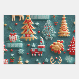 3D Delight Kerstthema Inpakpapier Vel