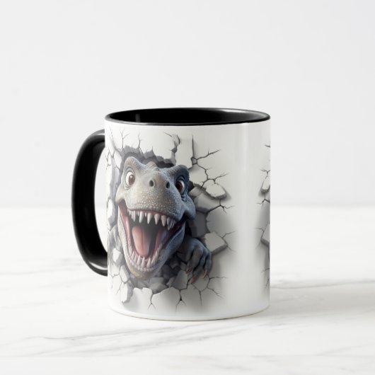 3D dinosaurusgat in een wand Mok - ontketenen je i (Voorkant links)