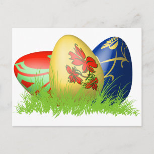 3D easter eggs in grass Feestdagenkaart