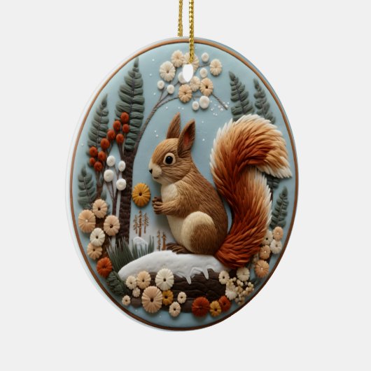 3D Eekhoorn Kerstmis dier Keramisch Ornament (Rechts)