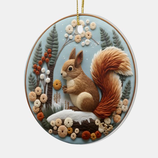 3D Eekhoorn Kerstmis dier Keramisch Ornament (Links)