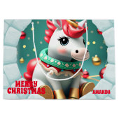 3D Eenhoorn Kerst Rode Vakantie Groot Cadeauzakje (Voorkant)