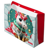 3D Eenhoorn Kerst Rode Vakantie Groot Cadeauzakje (Voorkant Gekanteld)