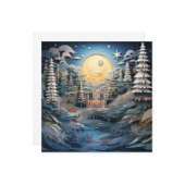 3D Effect Abstracte Kerstmisachtergrond Notitiekaartje (Voorkant / Achterkant in situ)