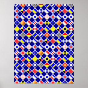 3D Effect Gecontroleerde Nautical Flag tiles Motif Poster