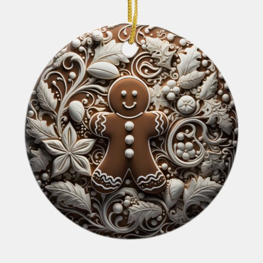 3D Effect Gingerbread Ornament | Custom Name (Voorkant)