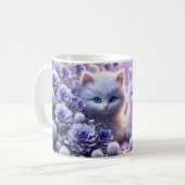 3D-effect mok kat en bloemen - kat mok (Voorkant links)