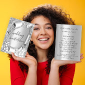 3D-effect op bruiloft Elegant Grey Silver Glitter Kaart