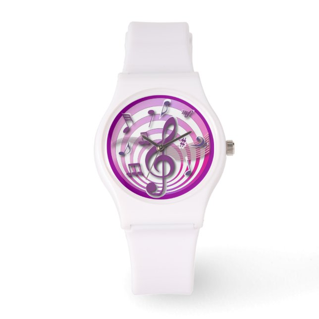3D-effect roze notities Horloge (Voorkant)