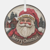 3D-effect Santa Glass Ornament -  (Voorkant)