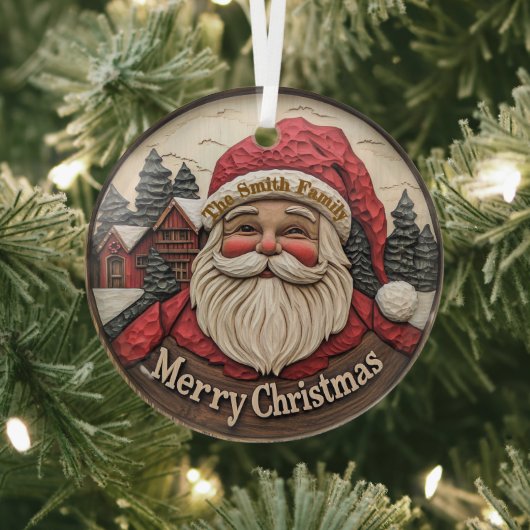 3D-effect Santa Glass Ornament -  (Insitu)