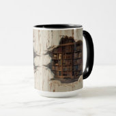 3D Effect Verborgen Boekenplank Mok (Voorkant rechts)