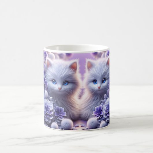 3D, effet chatte et fleurs - chatte tasse (Centre)