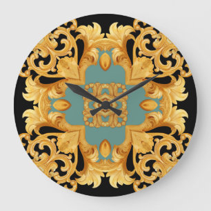 3D-elementen van Golden Baroque Ornament Grote Klok