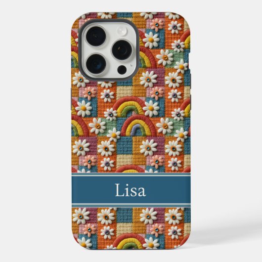 3D Embroidery Patchwork Phone Case | Personalized iPhone Hoesje (Achterkant)