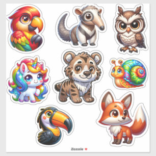 3D Fantasy Dierlijke Sticker Extravaganza