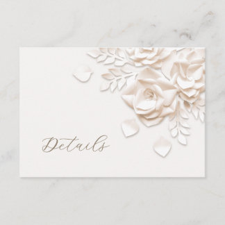 3D Faux Paper Cut Roses Wedding Details Informatiekaartje