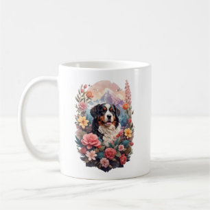 3D Floral Fantasy Berner Mountain Dog Birds Uitzic Koffiemok