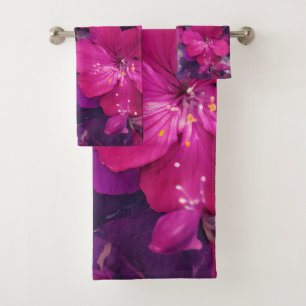 3D Floral Fuchsia & Purple Marble Art Couverture