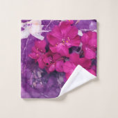 3D Floral Fuchsia & Purple Marble Art Couverture (Gant de toilette)