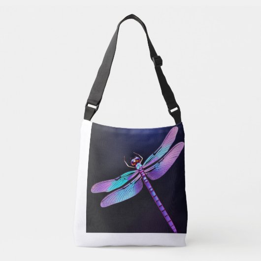 3D fotorealistische iriserende Violet Dragonfly Lo Crossbody Tas (Voorkant)