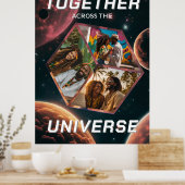 3D Fotowürfel im Weltraum mit Planeten Poster (Keuken)