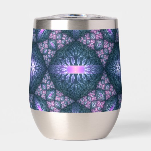 3D Fractal Art Abstrait Motif bleu violet rose (Avant)
