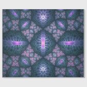 3D Fractal Art Pattern Turquoise Paars Pink Cadeaupapier (Vlak)
