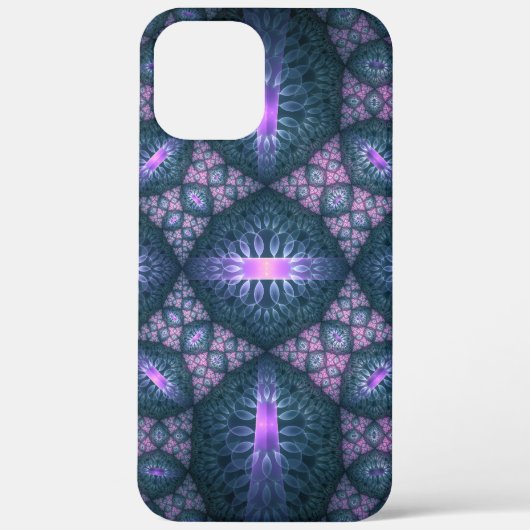 3D Fractal Art Pattern Turquoise Paars Pink Case-Mate iPhone Case (Achterkant)