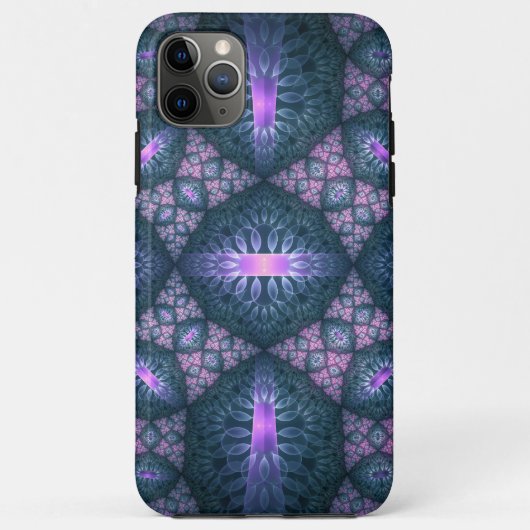 3D Fractal Art Pattern Turquoise Paars Pink Case-Mate iPhone Case (Achterkant)