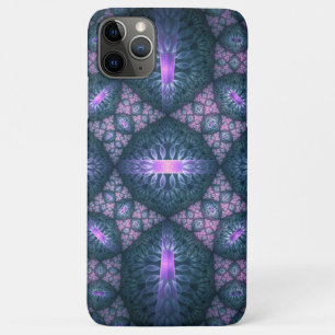3D Fractal Art Pattern Turquoise Paars Pink iPhone 11 Pro Max Hoesje